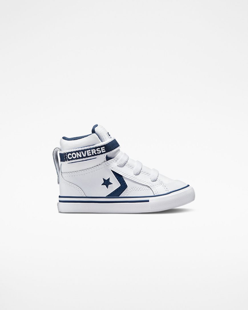 Boys\' Converse Pro Blaze Strap Easy-On Varsity Club High Top Shoes White / Navy / White | AU 1C903Q